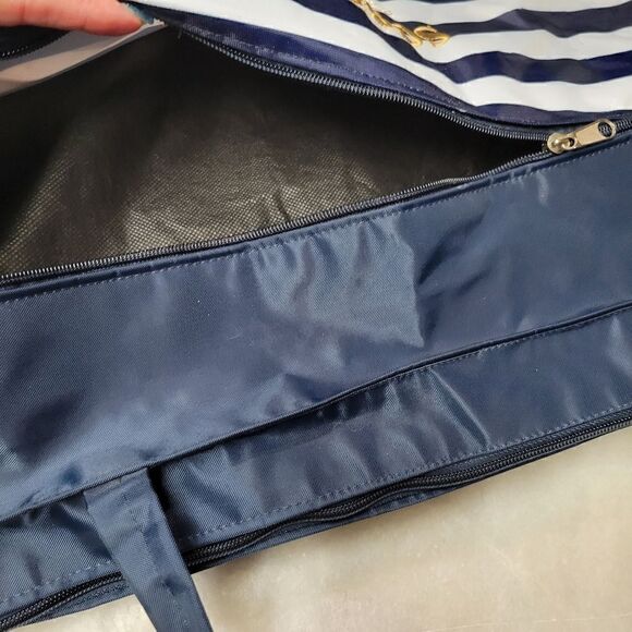 Sorrento Italia Women's Blue White Striped Double Handle One Size Tote Bags - Picture 9 of 11